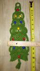 Vintage Macrame Christmas Tree Wall Hanging Decor W Beads Hand Made Crochet 12 