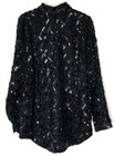 Creative Creations Black Heavy Sequin Beaded Embellished Silk Shirt Dress Jacket