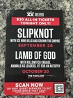 Halloween 2023 Misfits Lamb Of God Slipknot Concert Promo Flyer Card 6 x4 
