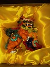 Pair Of Colorful Chinese Foo Dog Guardian Lion Statues