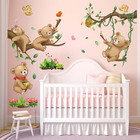 Woodland Bear Wall Stickers - Baby Animal Tree Branch Wall Decals - Nursery Kids