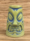 Tootz Mini Tiki Mug Tiki Farm 4  Tall 6 Oz Green blue Glaze Tiki Shot New