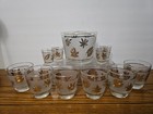Vintage 60 s Frosted Leaf Libby Ice Bucket rocks Glasses shot Glasses barware