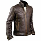 Cafe Racer Stylish Distressed Brown Biker Vintage Real Leather Men s Jacket Gift