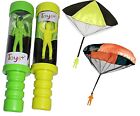 Toy Skydiver Parachute Men 2 Piece Set- Tangle Free With Launcher Containers 