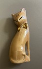 Cat Salt  pepper Shakers Ceramic Lusterware Gold Accent Sold As Jingdezhen 1980s