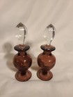 Vintage Amethyst Depression Glass Pair Perfume Bottles New Martinsville