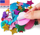 260 Pieces Colorful Glitter Foam Stickers Self Adhesive Stars Mini Heart Shapes