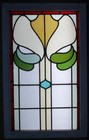 Large Old English Leaded Stained Glass Window Abstract Edwardian 32 1 4  X 20 