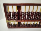  vintage  Chinese Abacus Wood   Brass Lotus Flower Brand 15 Row 105 Beads 14 x7 