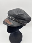 Vintage Freedom Machine Leather Motorcycle Biker Cap Eagle Skull Studded Hat Usa
