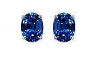 Earrings Silver Stud Sterling 925 Women Ear Crystal Elegant Fashion Oval Round