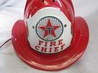 Vintage 1960 s Texaco Gasoline Red Fire Chief Helmet Hat Brown   Bigelow