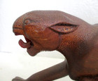 Vintage Hand Carved Wooden Running Mountain Lion Folsom Prison Art 1972  Rustic