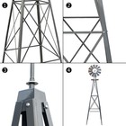 8ft Ornamental Outdoor Garden Windmill Weather Wind Vane-galvanized W  Tips Gray