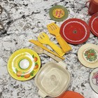 Vintage Toy Dishes Kitchen Play Set Lot Plates Cups Utensils Doll Tea Party Acce