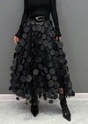 Polka Dot 3d Design Tulle Skirt Vintage Elastic Waist A-line Mesh Skirt