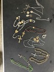 Lot Of Vintage Catholic Religious Sterling Silver   Crystal Glass Rosary Medal