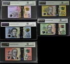 Australia Set 5  5-20 50 100 Dollars P 62 63 64-66 Superb Gem Unc Pmg 66 67 Epq
