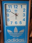 Vintage 1980s Adidas Hanover Blue Trefoil Logo Advertising Clock  22x14