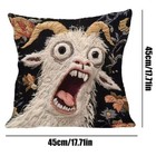 Funny Screaming Goat Throw Pillow Cover  Vintage Floral Style