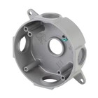 4 In Round Metallic Weatherproof Box With  5  3 4 In  Holes  Gray