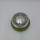 Antique Sterling Silver Lid Glass Base Dresser Powder Jar