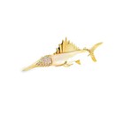 Mother-of-pearl Diamond 18k Yellow Gold Marlin Fish Brooch