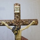 Vintage Wall Crucifix  Ornate Wooden Cross With Resin Corpus  8  Religious Decor