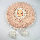 Vintage Handmade Doll Face Crochet Pillow