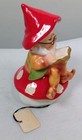 Vintage Lefton Pixie Elf By Marika Mushroom Reading Gnome