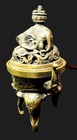 20th Century Copper Chinese Censer  Dragon Handles  Pixui Finial  Incense Burner