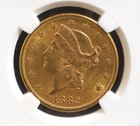 1882 S  20 Gold Liberty Head Double Eagle Ngc Ms62   Better Date Problem Free