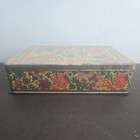 Vintage  Metal Tin  Box  Floral Design  Made In England Mid-century Container