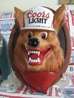 New Vtg 1987 Coors Light Beer Wolf 3-d Face In Motion Hanging Bar Pub Sign Sweet