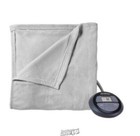 Sunbeam Twin Electric Heated Microplush Blanket In Gray Digital Display 