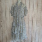60s   70s Vintage Marita Anthony Muto Dainty Floral Tiered Tulle  Dress Small