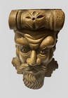 Vtg Hand-finished Wood Architectural Corbel Wall Bracket Green Man Face Acanthus