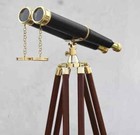 62   Vintage Nautical Solid Brass Binoculars W floor Standing Tripod Decor Gift
