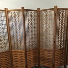 Japanese Shoji Teak 6 Panel Divider Mcm Basketweave star Pattern 1960 s 100x71 