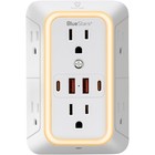 6 Outlet Wall Mount Power Strip With 4 Usb Ports   Night Light - Surge Protector