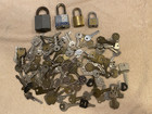 Vintage Assorted Lot Of 100  Old Keys And 4 Locks - Craft Metal Art