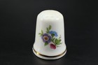 Randor Thimble Bone China Blue purple pink Flowers Sewing England Vintage