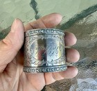 Antique Victorian Bright Cut Engraved Floral Silver Plate Mono Whh Napkin Ring