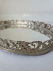 Vintage Hollywood Regency Gold Filigree Oval Vanity Mirror Tray 13 5  X 9 5  Euc