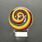 Contemporary Handmade Art Glass Marble 1 49  Rainbow Spiral Swirl  Red Dichroic