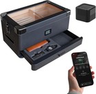 Military Glass Top Humidor  Black  Holds 70-100 Cigars   Digital Hygrometer     