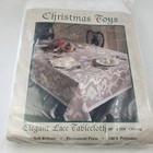 Christmas Toys Elegant Lace Tablecloth 60  X 104  New White Holly Ribbon Toys