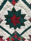 Handmade Christmas Quilt 54x44 Red Green Star Patchwork Hand Quilted Holiday