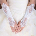 White Bride Wedding Party Evening Dress Lace Satin Bridal Fingerless Gloves Us